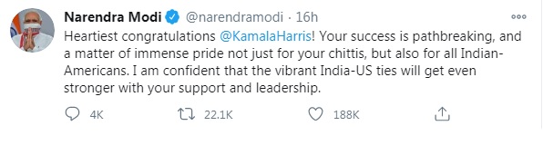 Narendra Modi Congratulated Joe Biden and Kamala Harris for US Election Victory - Tweets Trending 3